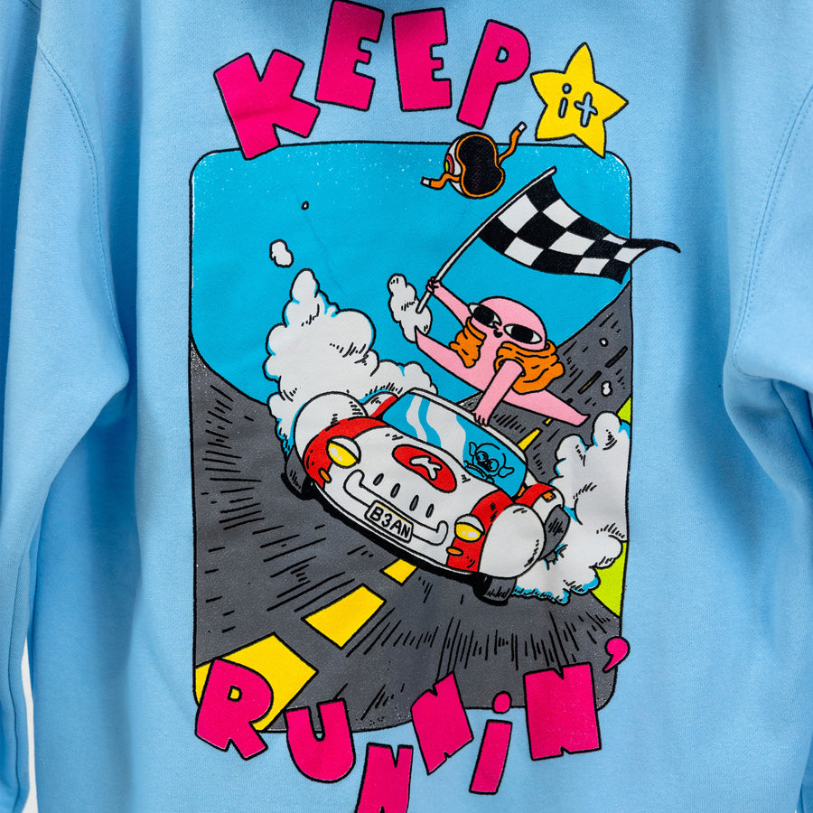 Keep Runnin' Light Blue Hoodie