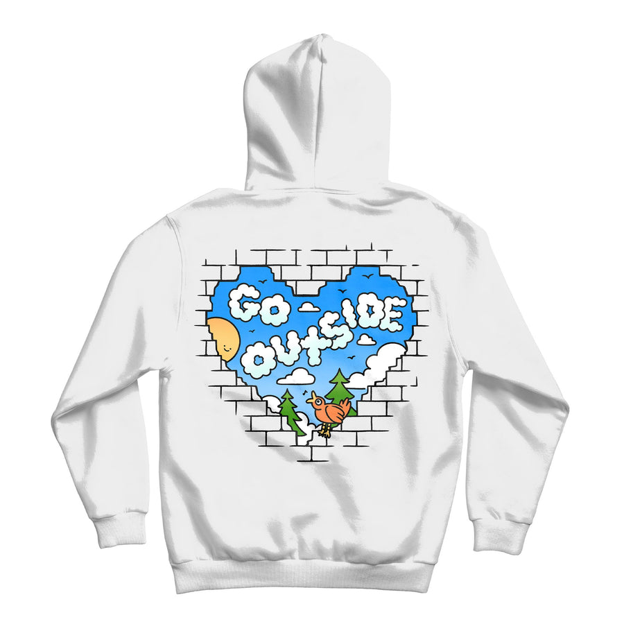 Go Outside White Hoodie